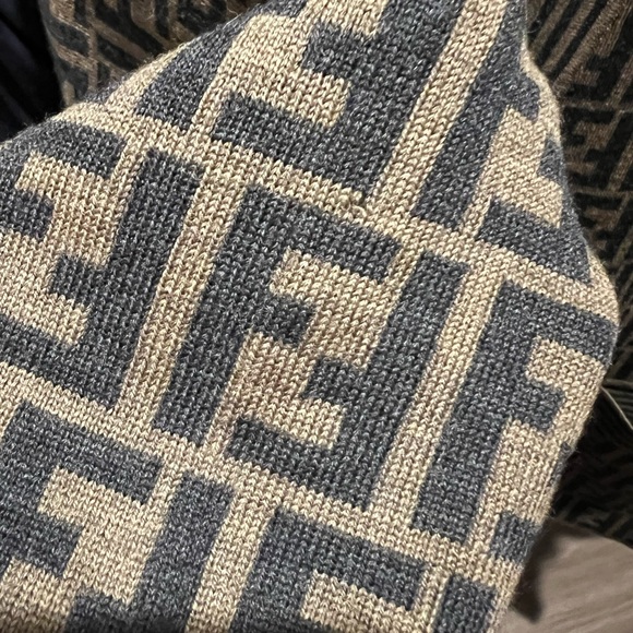 SOLD! FENDI Vintage Wool Zucca Monogram Logo Cardigan Brown - Picture 7 of 9